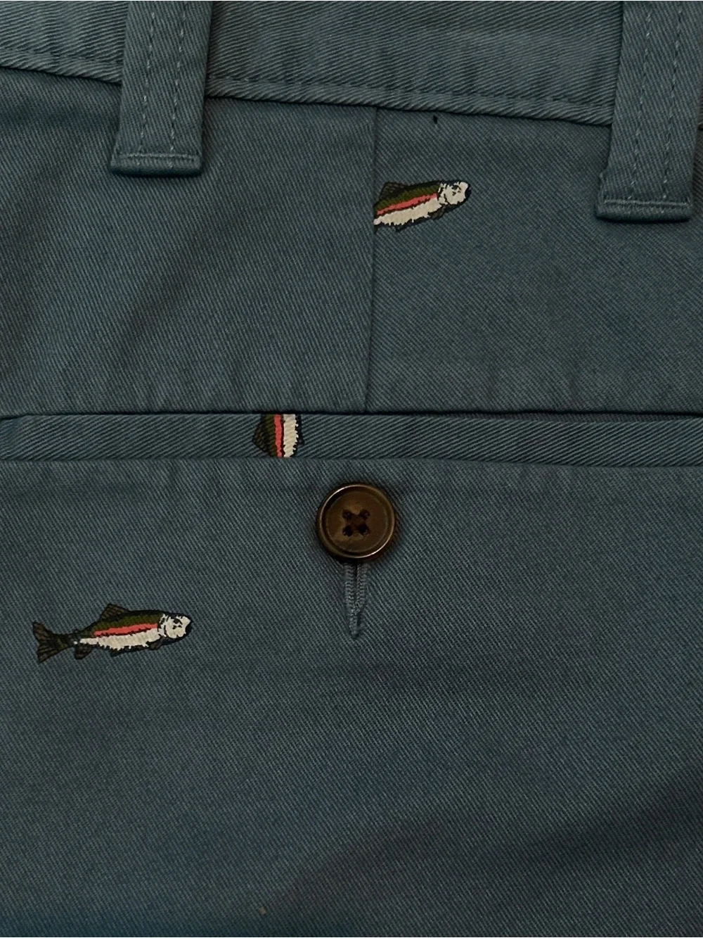 J. Crew Men's Teal Embroidered Fish Chino Shorts